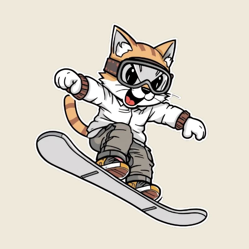 Cooles Schneeboard-Katzen-Design
