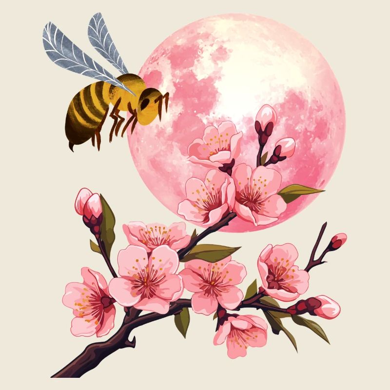 Lune et cerisier en fleurs