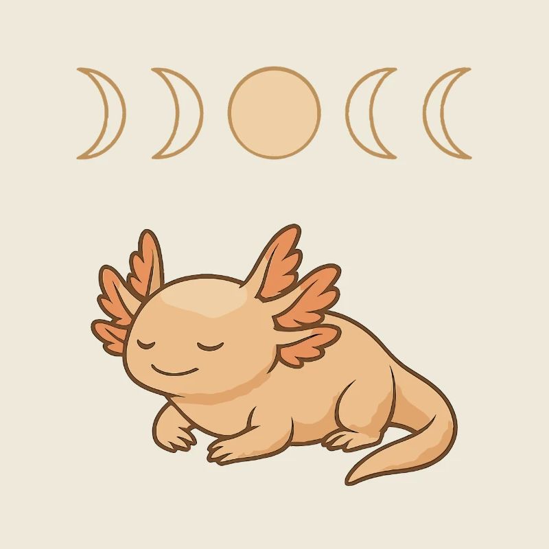 Design Axolotl – Phases de lune mystiques