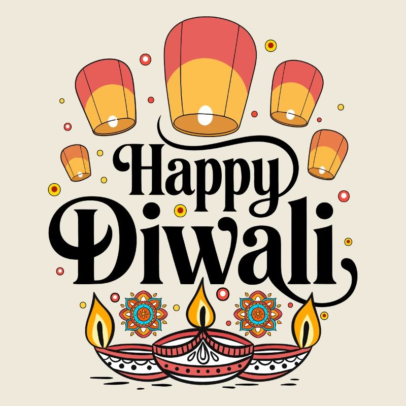 Lanternes de Diwali et motifs de Diyas