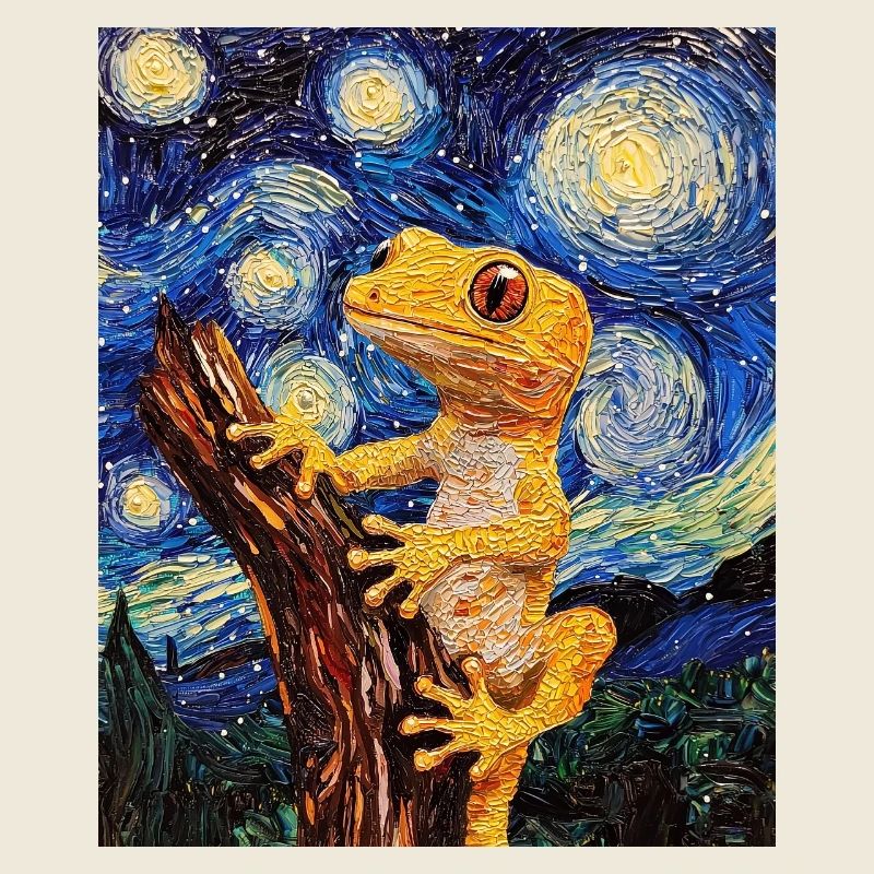 Gecko Van Gogh Style Nuit étoilée