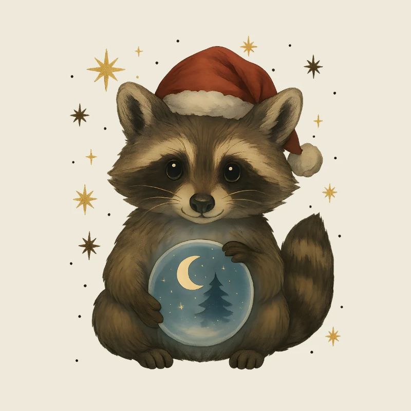 raton laveur de Noël avec boule à neige