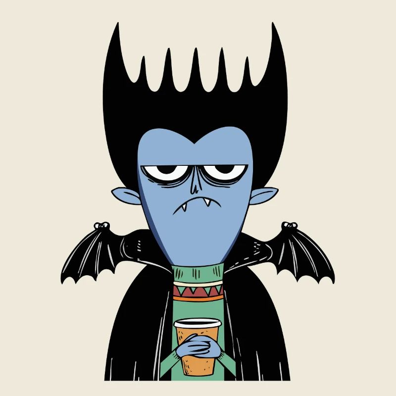 Coffee Vampire | Funny Vampire with Bat Wings