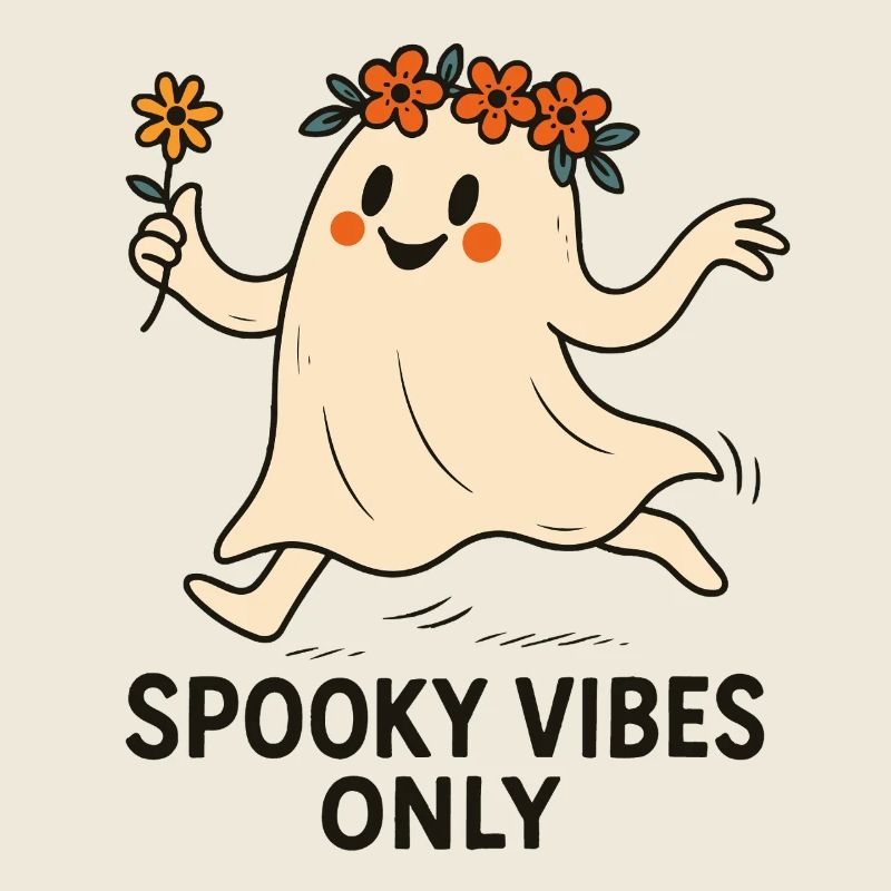 Spooky Vibes Only Cute Ghost Halloween Fun