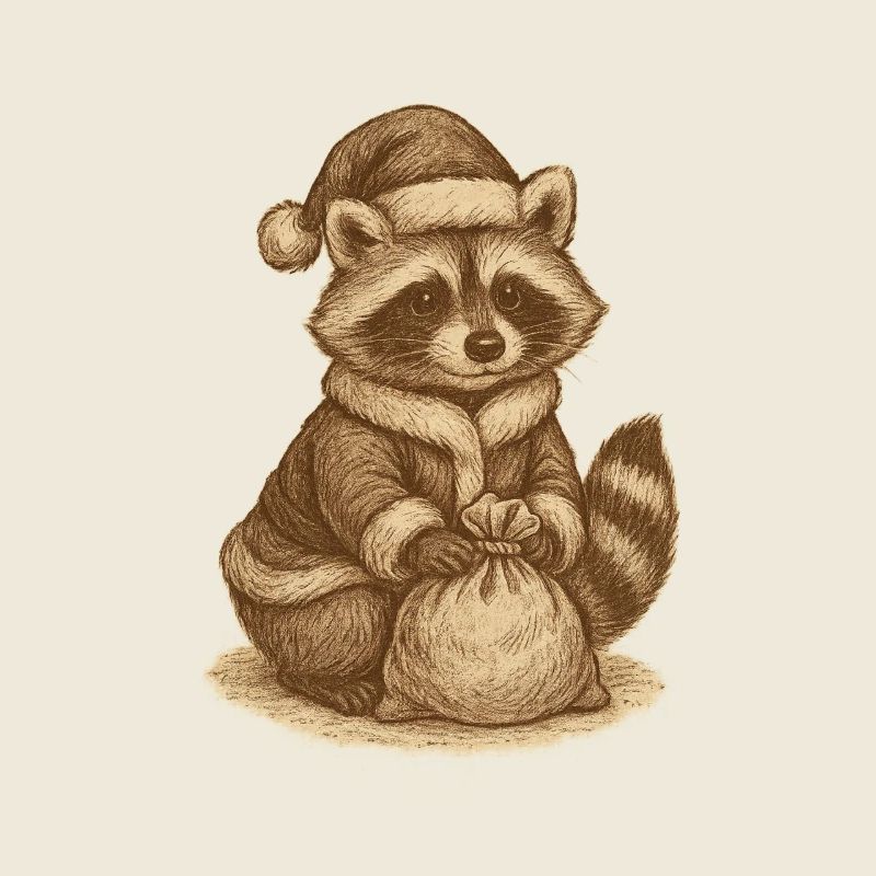 Raton laveur de Noël vintage
