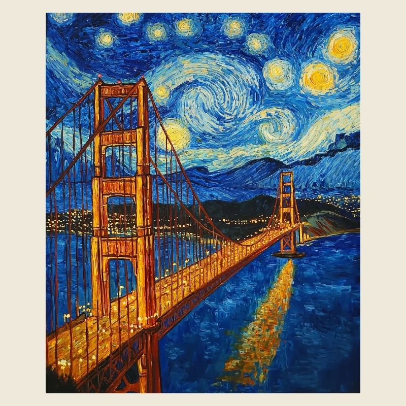Pont du Golden Gate de San Francisco à la Van Gogh