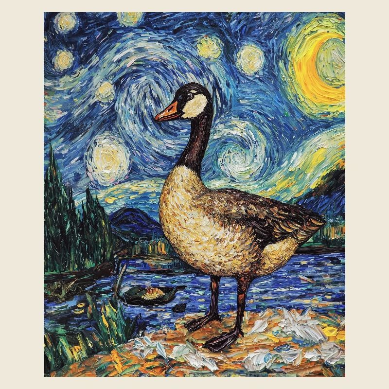 Goose Duck Bird Van Gogh Style Starry Night