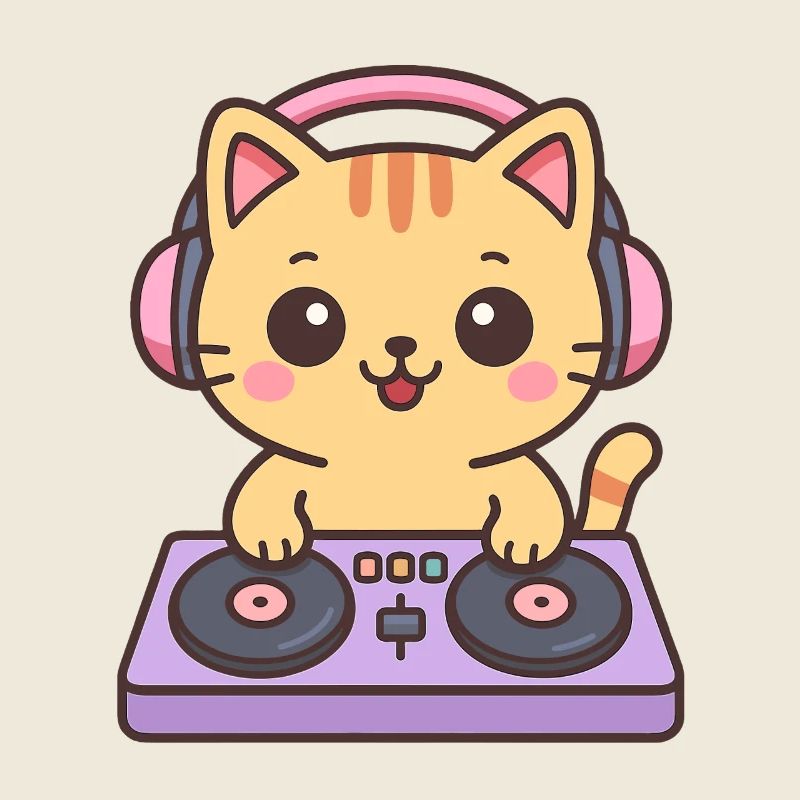 Cats en tant que DJ à la table de mixage