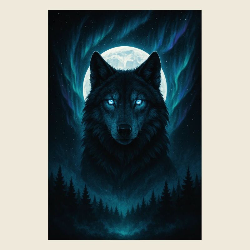 Mystic Wolf Before Full Moon