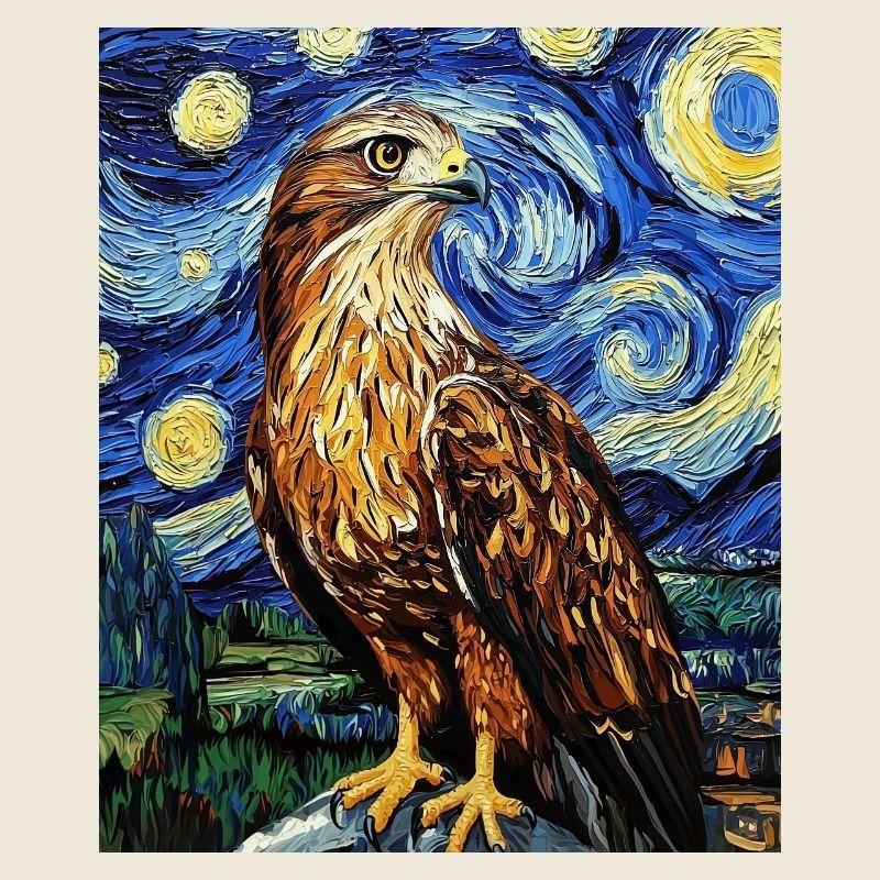 Falke Hawk Van Gogh Style Nuit étoilée
