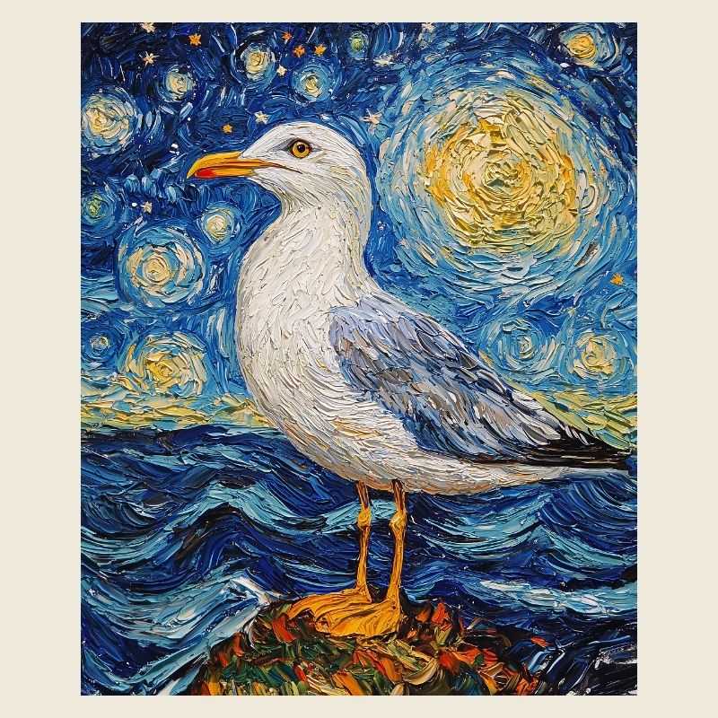Möwe Vogel Van Gogh Style Starry Night