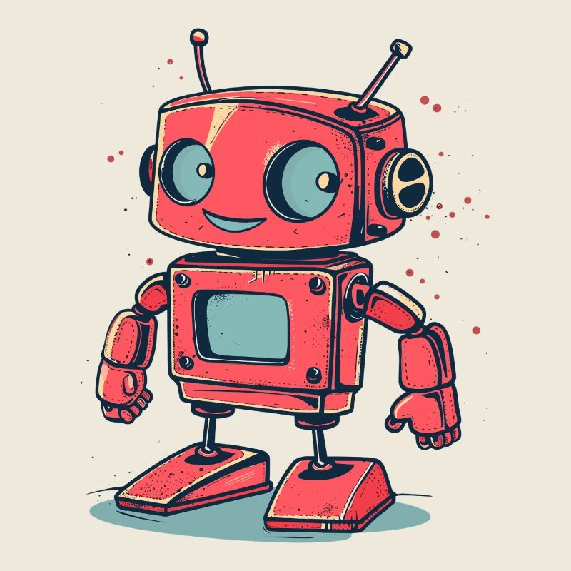 Autocollant de dessin animé de robot rétro