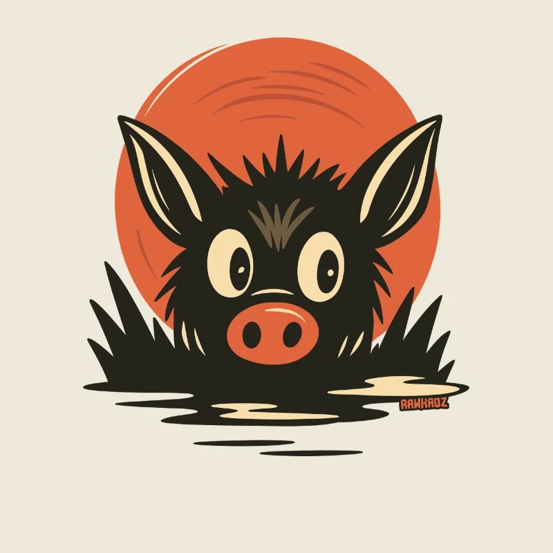 Dessin animé de cochons dans la boue