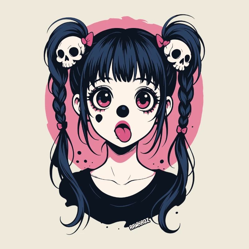 Kawaii Skull Haar Zöpfe Gothic Mädchen