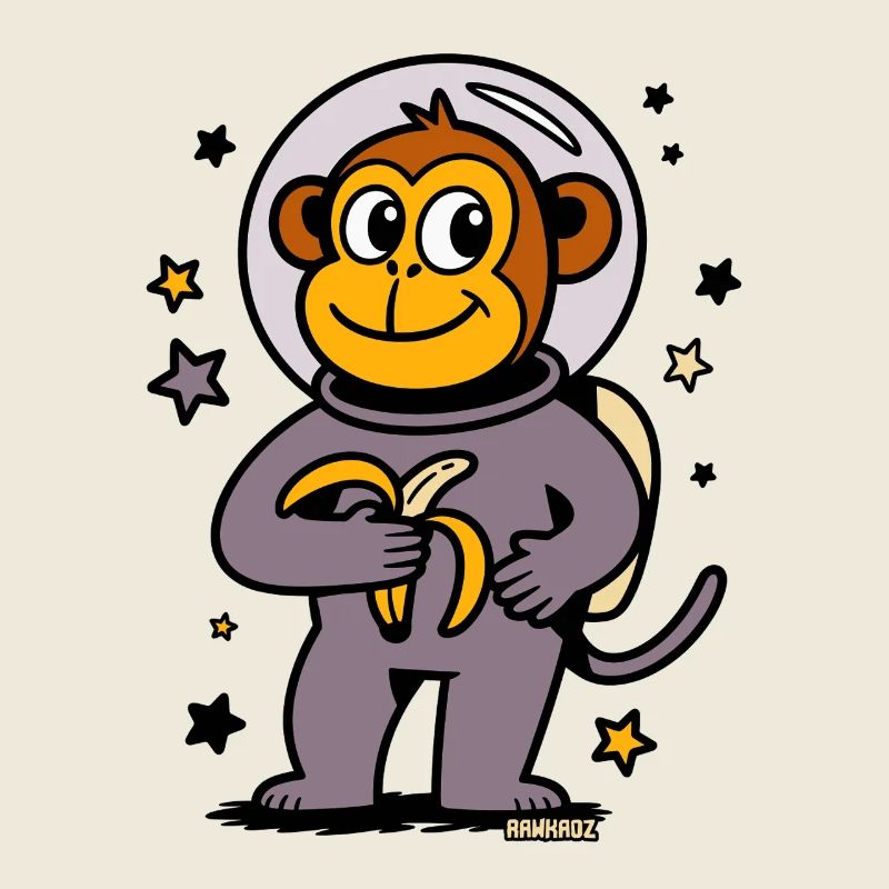 Fusées singe astronaute avec banane