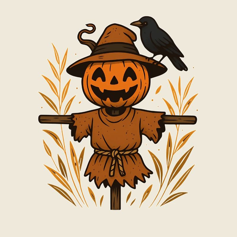 Citrouille fantôme Scheuch avec corbeau