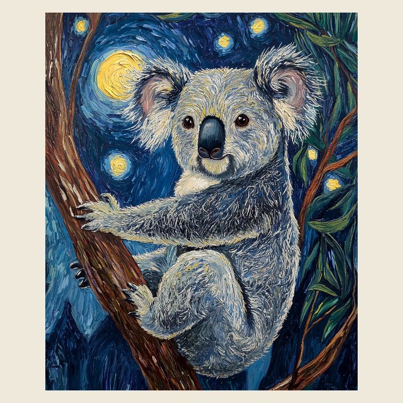 Koala Australie Van Gogh Style Nuit étoilée