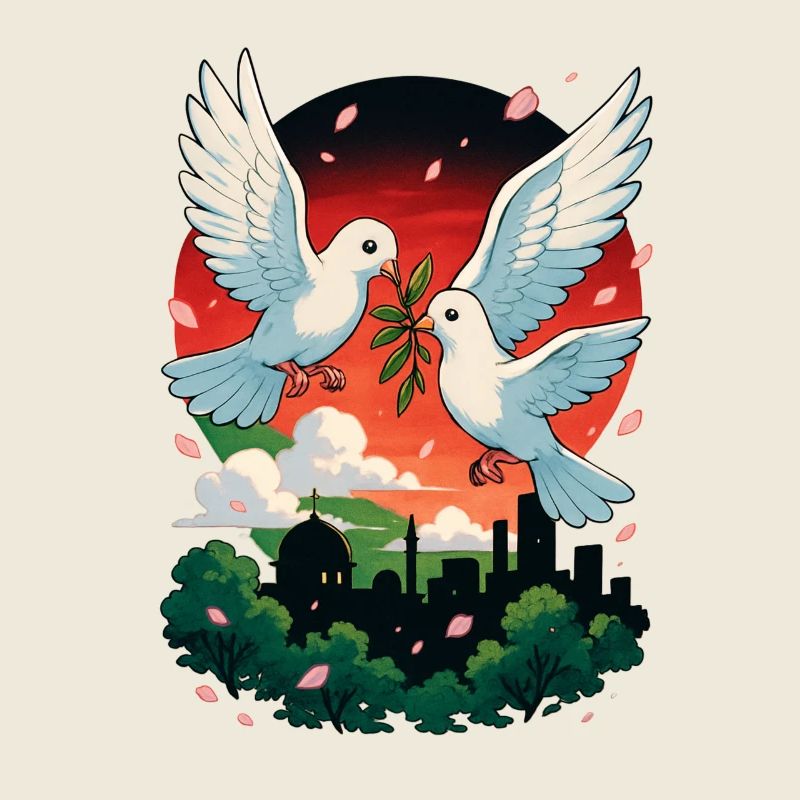 Colombe de la paix et couleurs de la Palestine