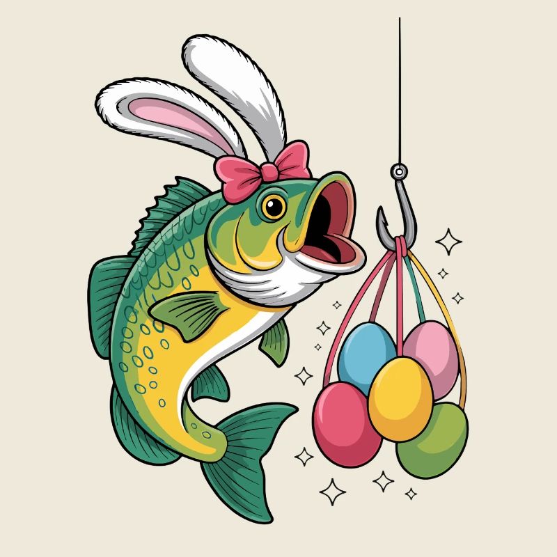 Lapin de Pâques Pêche Dessin animé
