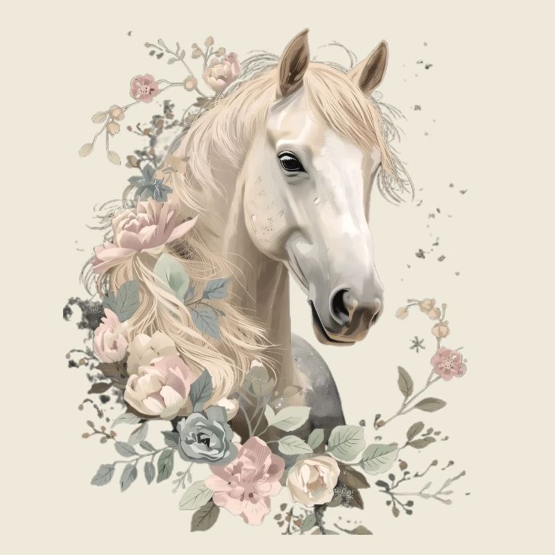 Étalon avec couronnes de fleurs
