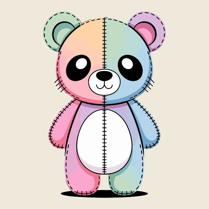 Kawaii Pastel Goth Patched Bear