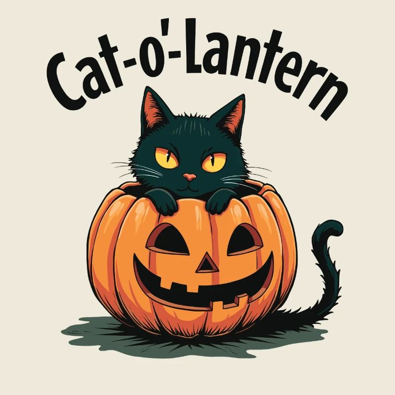 Cat-o'-Lantern Halloween Katze im Kürbis