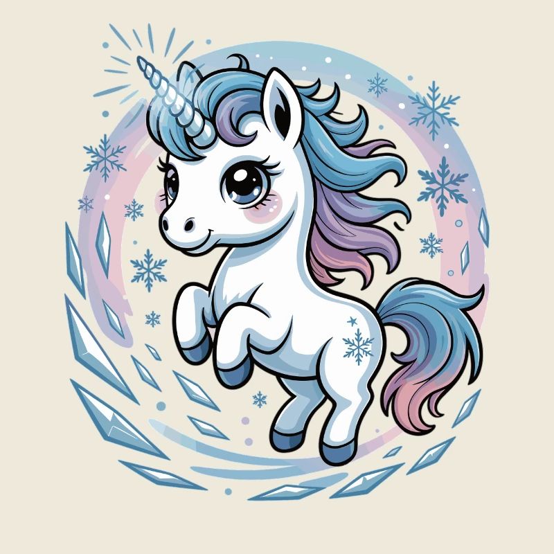 T-shirt licorne avec flocons de neige
