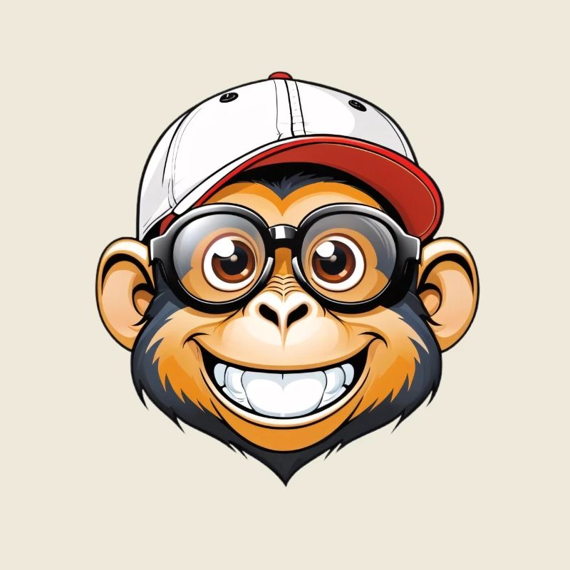 Singe avec casquette et lunettes