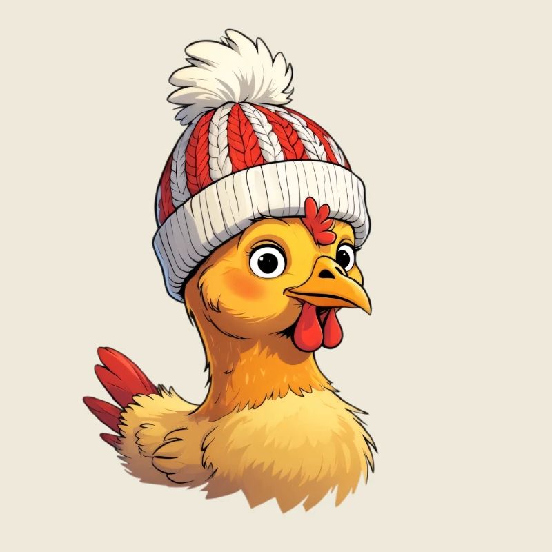 poussin avec bonnet tricoté