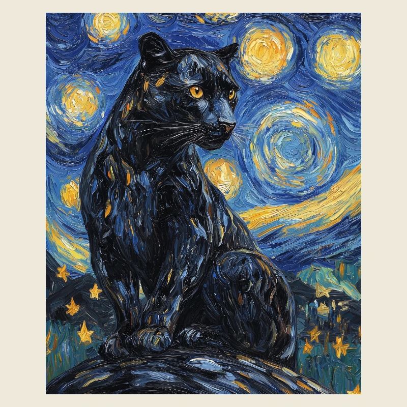 Panthère Nuit étoilée à la Van Gogh
