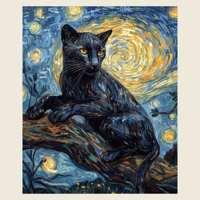 Panther Van Gogh Style Starry Night