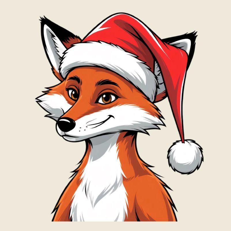 Fuchs mit Weihnachtsmütze Cartoon