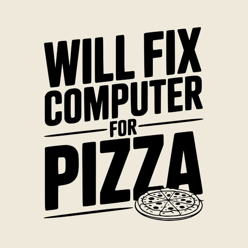 Réparera l’ordinateur pour la pizza