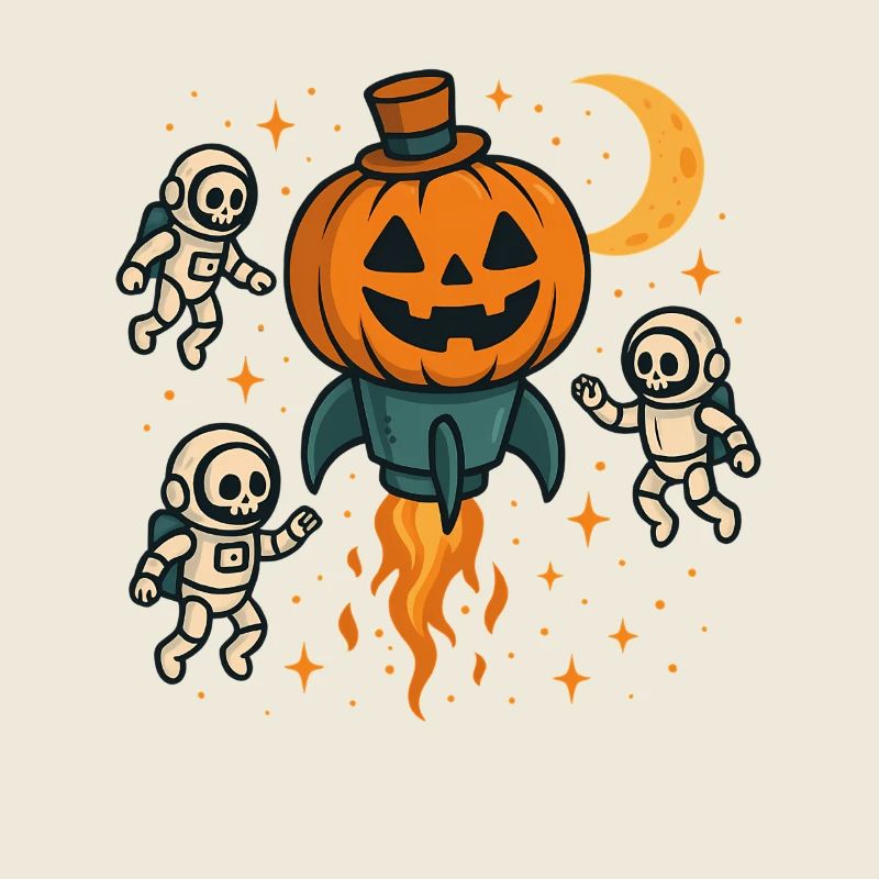 Halloween Rocket Pumpkin in Space