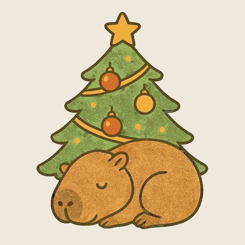 ✨ Schlafendes Capybara unterm Weihnachtsbaum 🎄