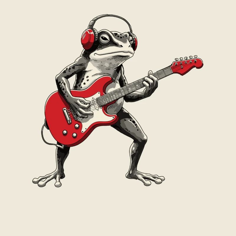 Frog guitar with headphones