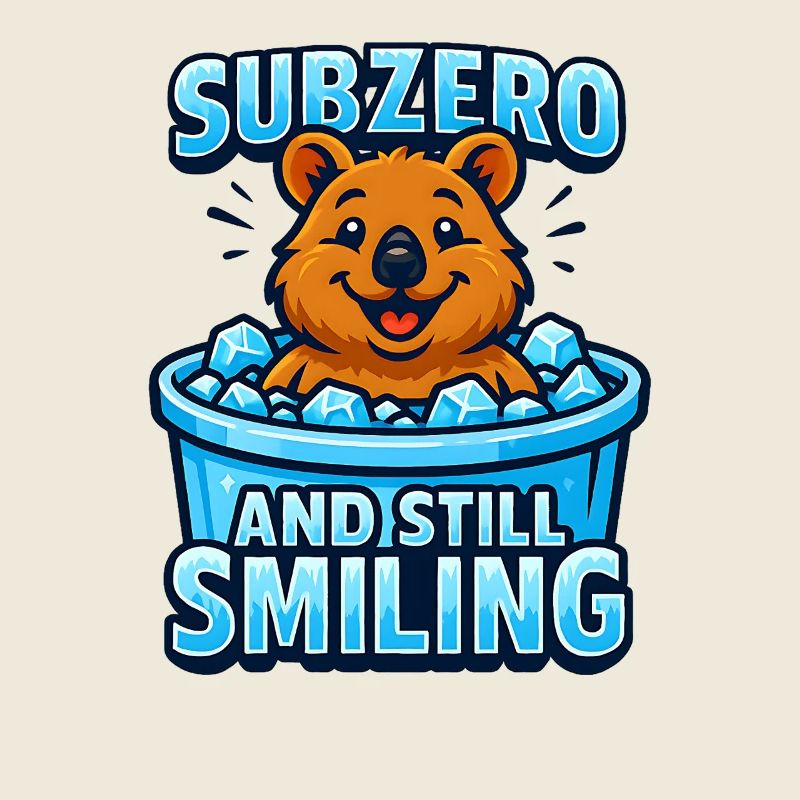Bain De Glace Hiver Baignade Souriant Mignon Quokka