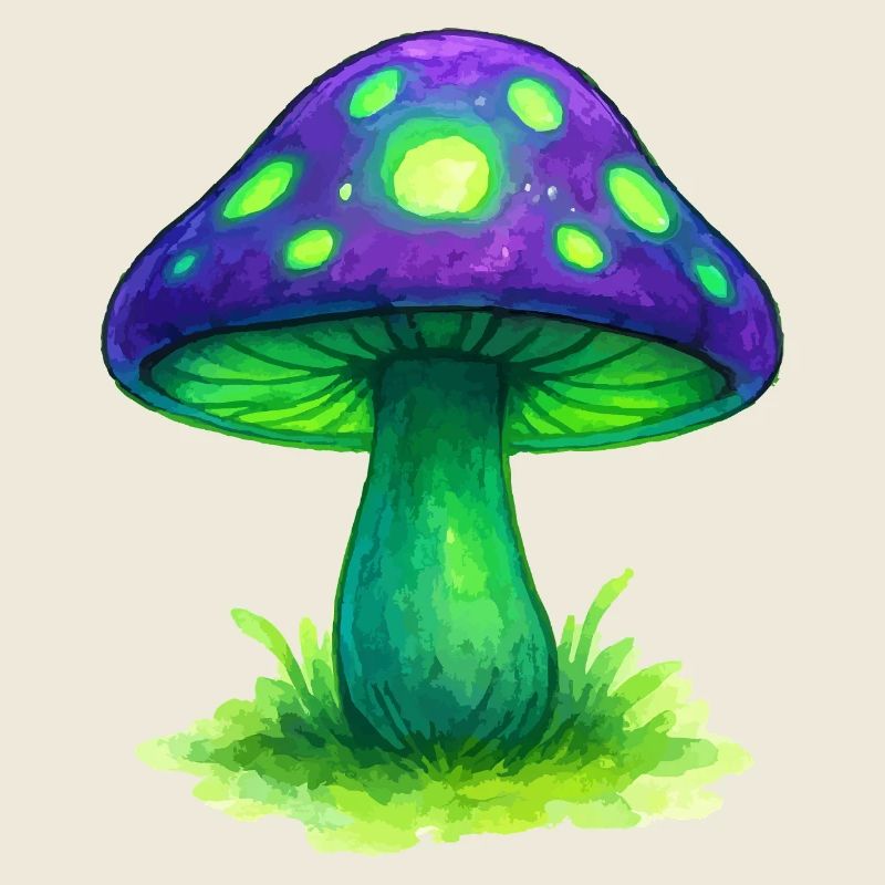Forêt de néons de champignons lumineux