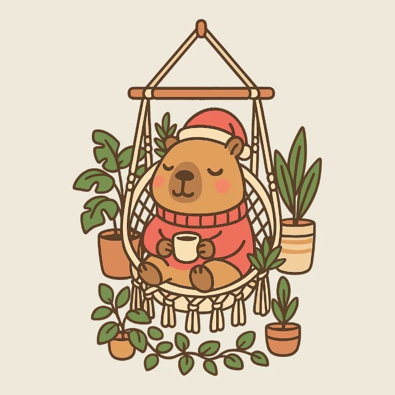 Noël Capybara douillet – Style ☕ Boho Hygge