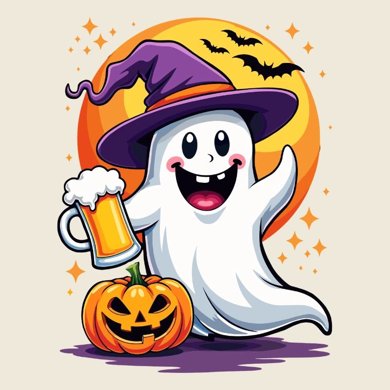 Fröhlicher Bier-Geist feiert Halloween