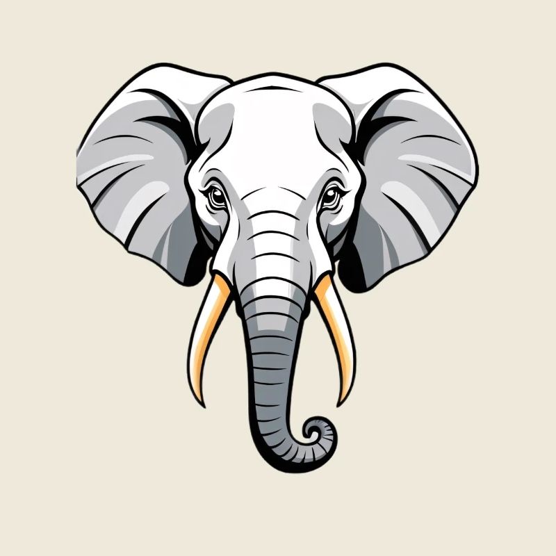 Elephant Head Cartoon Style