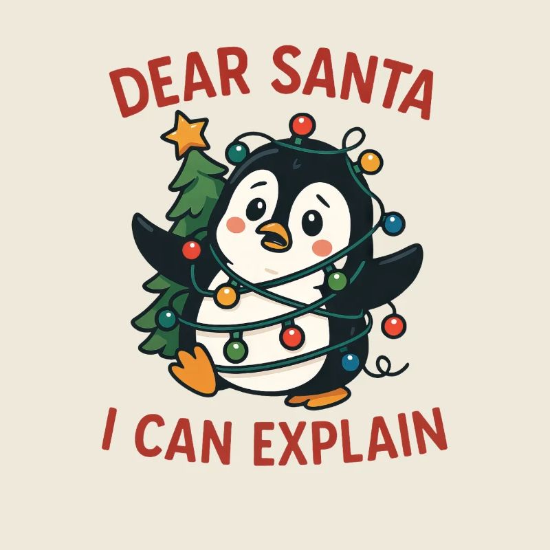 Süßer Pinguin Tannenbaum Weihnachten Licht Spaß