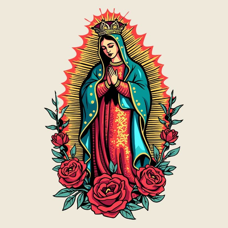 Vierge Guadalupe Rose Icône