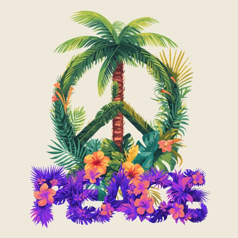 Peace - Tropical Palm Tree & Plants