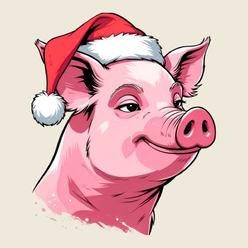 Schweinchen im Santa Hut
