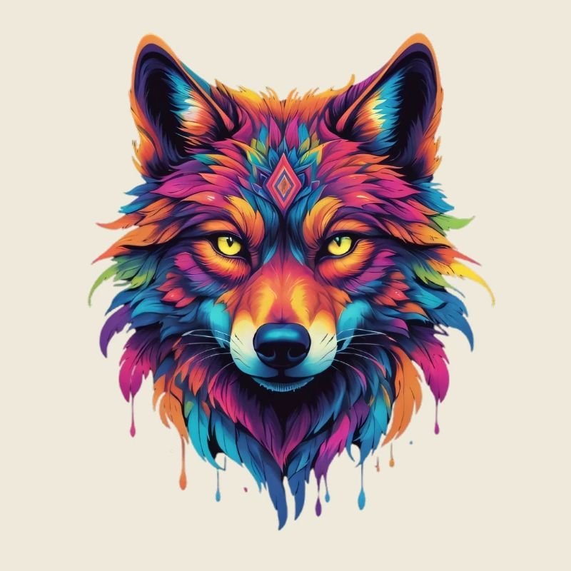 Colorful Wolf Head
