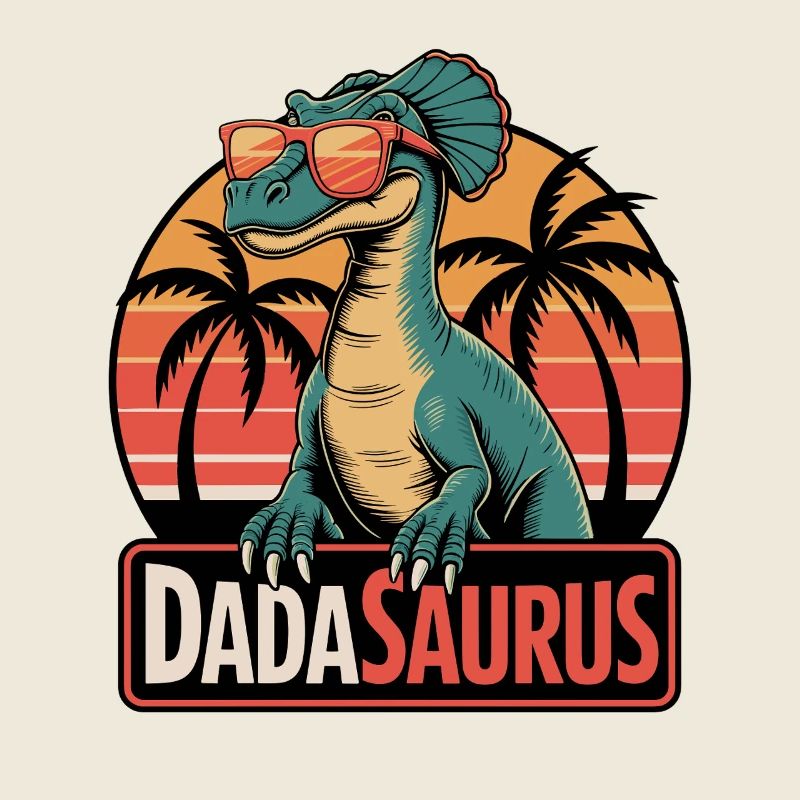 Dadasaurus Cool Dinosaure Rétro Palmiers