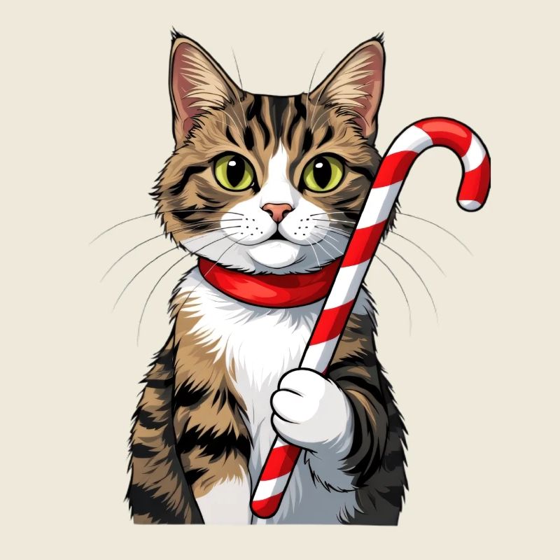 Chat d’hiver avec canne à sucre