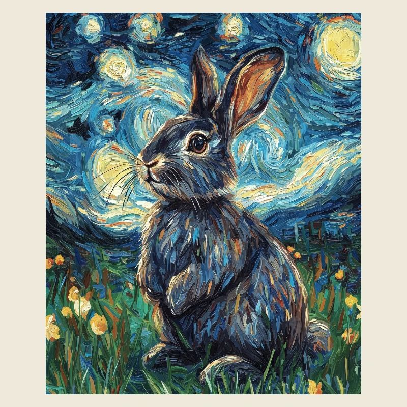 Lapin Lapin Lapin Van Gogh Style Nuit étoilée