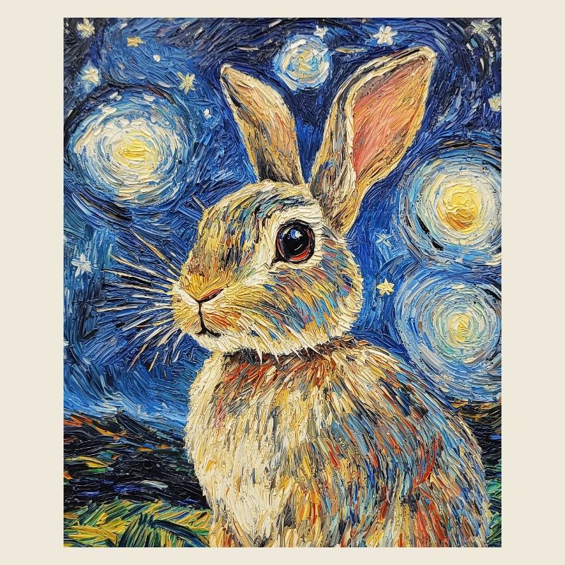 Lapin Lapin Lapin Van Gogh Style Nuit étoilée